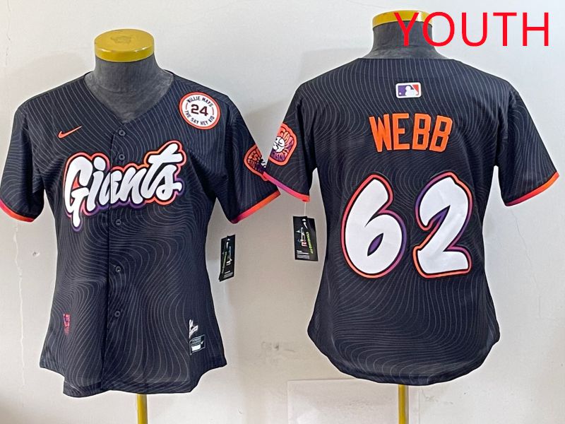 Youth San Francisco Giants #62 Webb Black Joint Name Nike 2025 MLB Jersey style 3